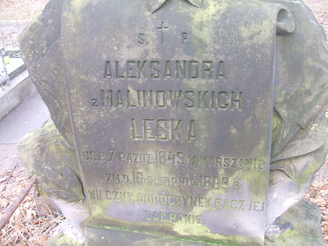 Aleksandra Leska 1845 Żyrardów - Grobonet - Wyszukiwarka osób pochowanych