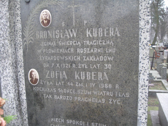 Zofia Kubera 1923 Żyrardów - Grobonet - Wyszukiwarka osób pochowanych