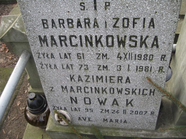 Zofia Marcinkowska 1907 Żyrardów - Grobonet - Wyszukiwarka osób pochowanych