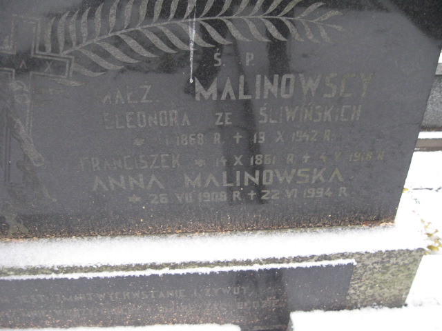 Eleonora Malinowska 1868 Żyrardów - Grobonet - Wyszukiwarka osób pochowanych