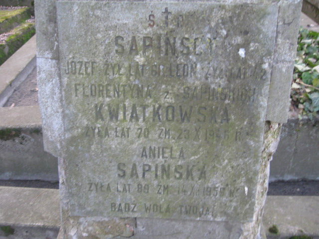 Aniela Sapińska Żyrardów - Grobonet - Wyszukiwarka osób pochowanych