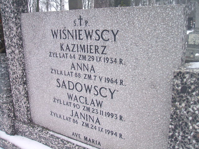 Janina Sadowska 1908 Żyrardów - Grobonet - Wyszukiwarka osób pochowanych