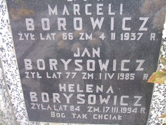 Jan Borysowicz 1908 Żyrardów - Grobonet - Wyszukiwarka osób pochowanych