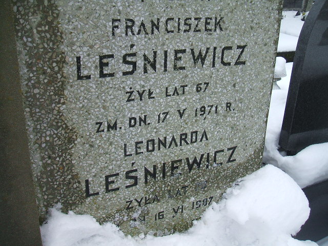 Franciszek Leśniewicz 1903 Żyrardów - Grobonet - Wyszukiwarka osób pochowanych