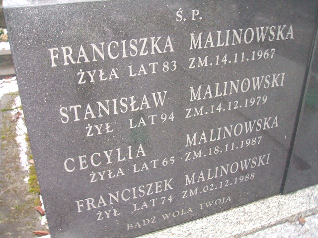 Stanisław Malinowski 1951 Żyrardów - Grobonet - Wyszukiwarka osób pochowanych