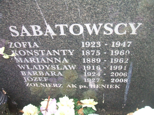 Władysław Sabatowski 1916 Żyrardów - Grobonet - Wyszukiwarka osób pochowanych