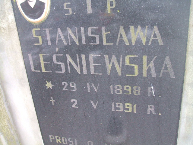 Stanisława Leśniewska 1898 Żyrardów - Grobonet - Wyszukiwarka osób pochowanych