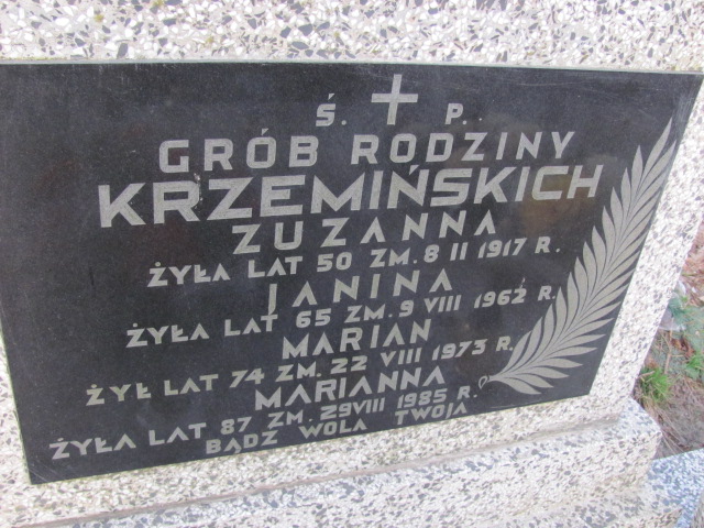Marian Krzemiński 1899 Żyrardów - Grobonet - Wyszukiwarka osób pochowanych