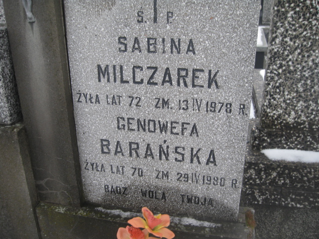 Genowefa Barańska 1910 Żyrardów - Grobonet - Wyszukiwarka osób pochowanych